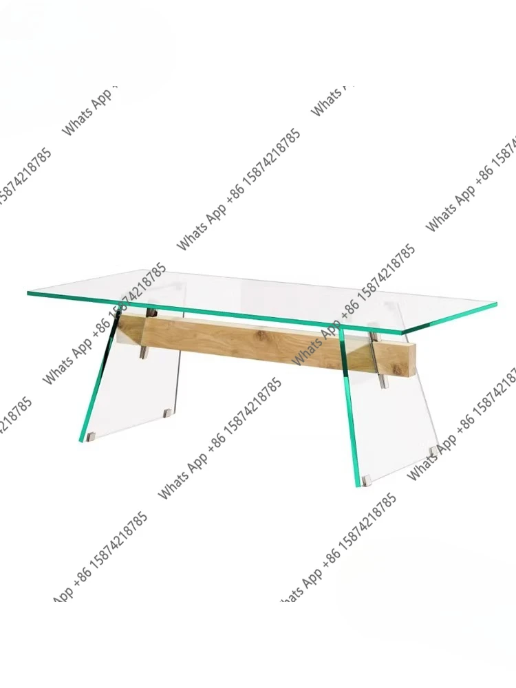 Zx Italian Luxury Atmosphere High-end Design Sense Luxury Desk Solid Wood Thickened Tempered Glass Office Tea Table
