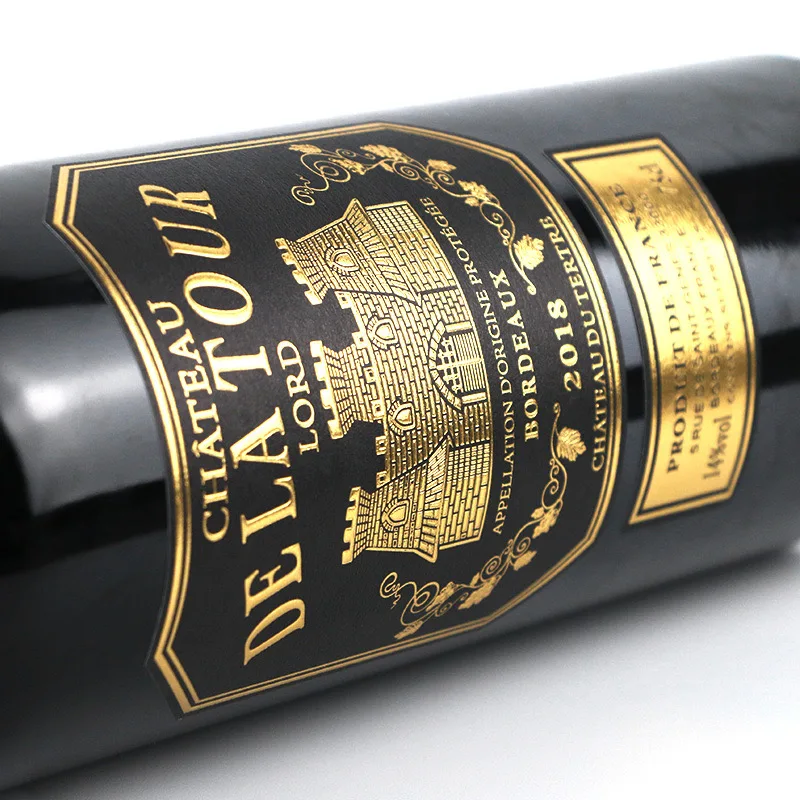 custom.Custom Printing Black Textured Wine Bottle Label Stamp Wine Sticker Festivals and Celebrations