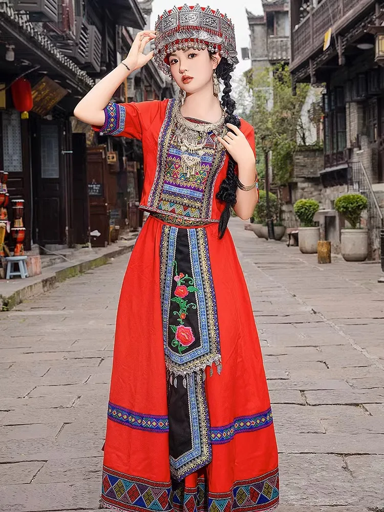

Ethnic Minority Clothing Adult Female Hmong Village Miao Zhuang Yao Performance Costume and Accessories Travel Photography