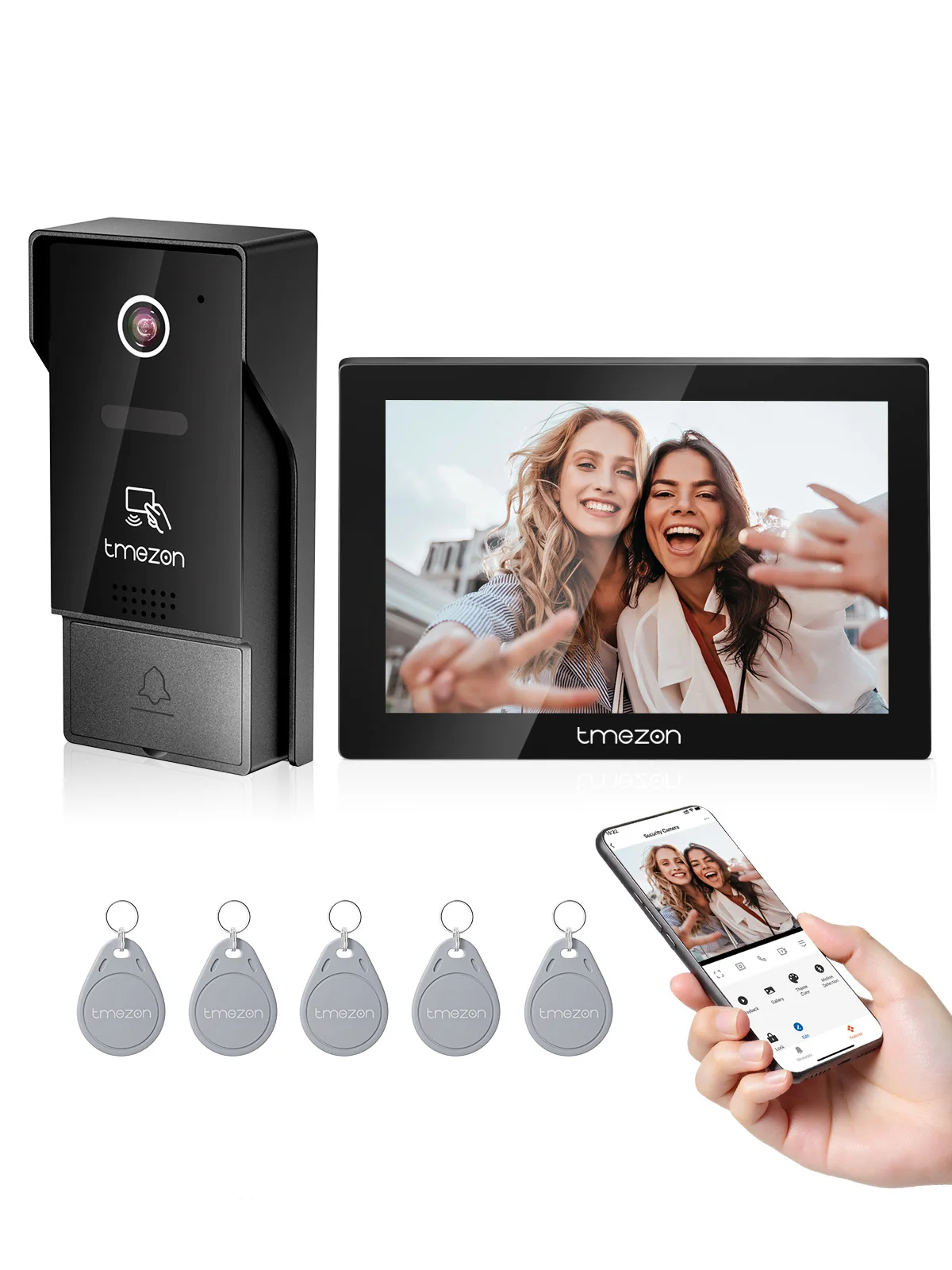 4-Draht-TMEZON-WiFi-Video-Gegensprechanlage mit Kamera, 7-Zoll-1080P-Touchscreen-IP-Kabel-Video-Türsprechanlage, Tuya, Fernentriegelung