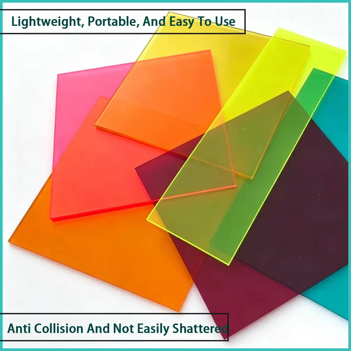 Size 100*100-400*400mm colored transparent acrylic square board is used for home decoration, craft ornaments, etc