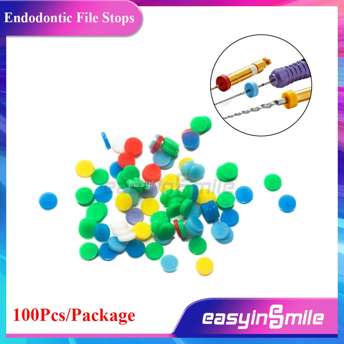 Easyinsmile 100pcs Dental Silicone Endodontic Root Canal Files Stops Dispenser Autoclavable For DENTIST