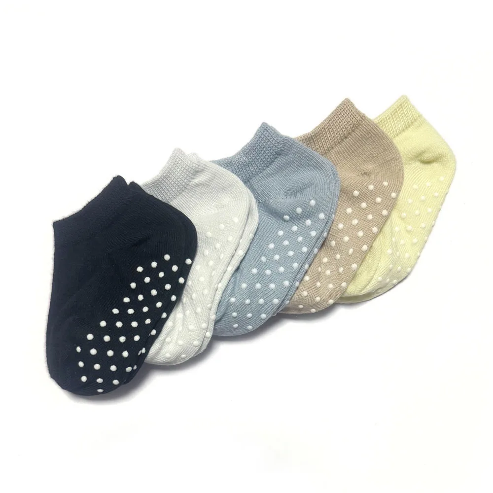 5 Pairs Kids Socks Non-slip Floor Socks For Toddler Baby Boys Girls White Ankle Socks