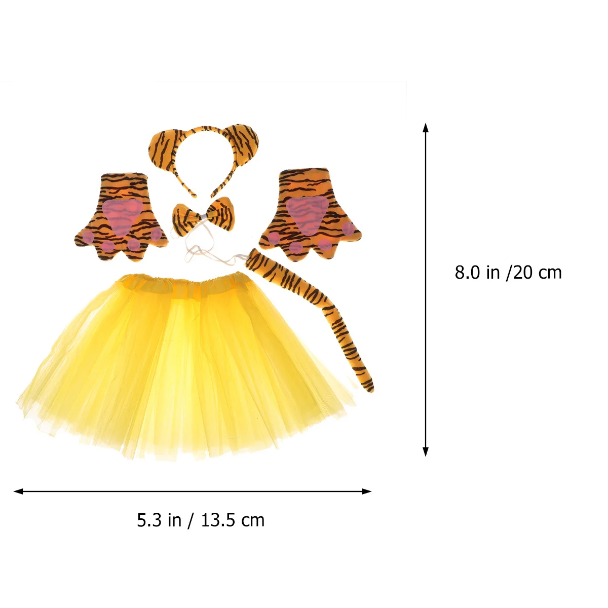 5Pcs Tiger Themed Costume Kit Childrens Wearable Set Unique Colorful Style for Stage Party Favors Gift Portable Lightweight