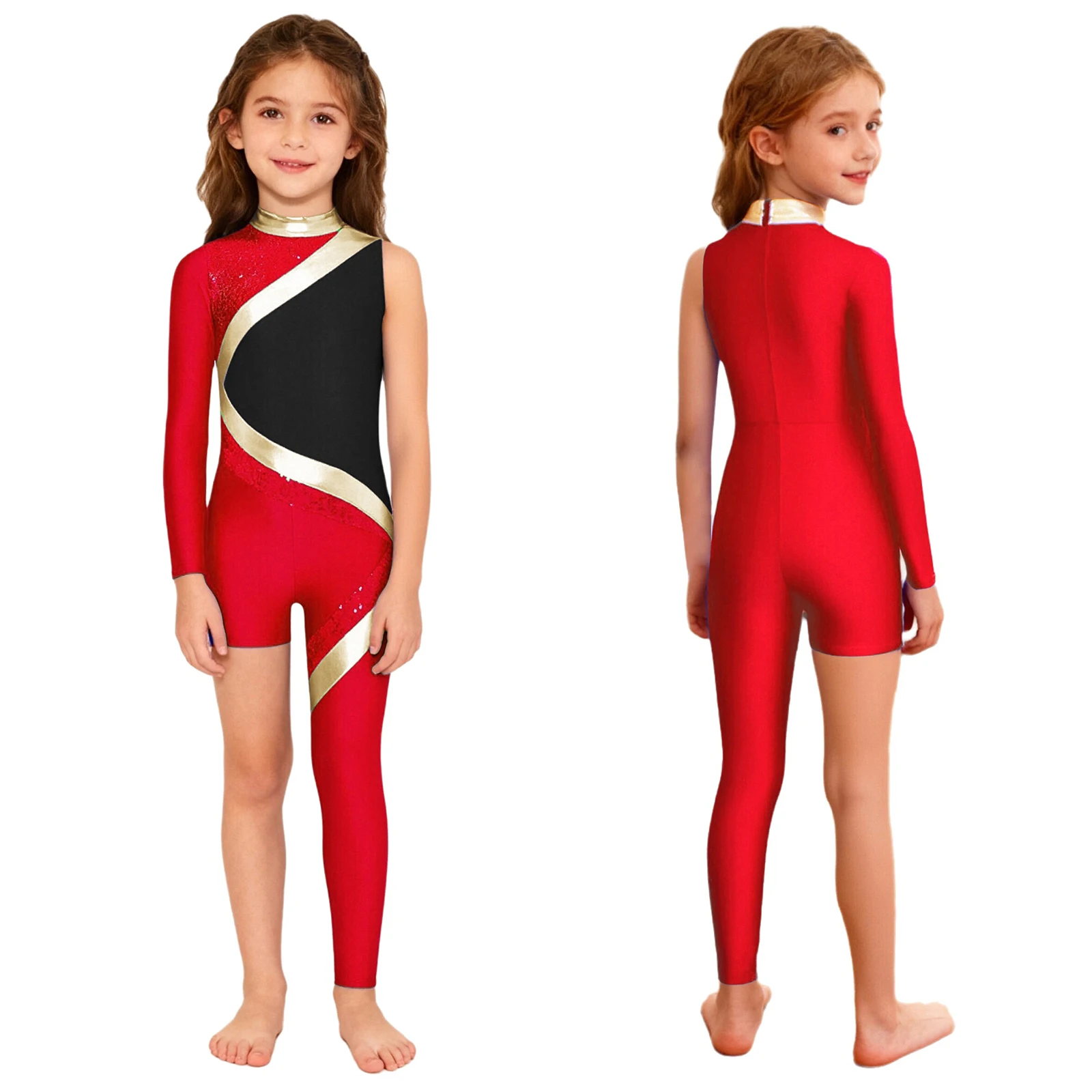 여자 체조 레오타드 반짝이는 스팽글 비대칭 발레 댄스 유니타드 스케이팅 아크로바틱스 운동 요가 퍼포먼스 점프수트