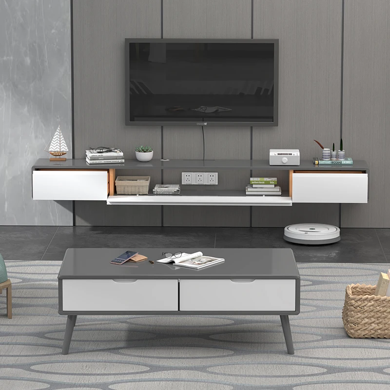 Aesthetic Room Furniture Tv Drawer Cabinet Rattan Nordic Stand Modern Luxury Floor Suporte Para Tv Simple Rack Floating image 5