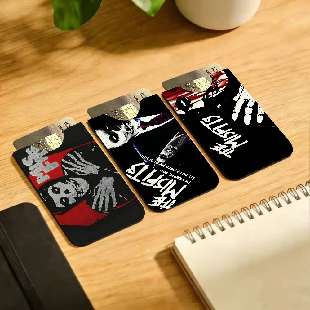 Classic Punk Band The M-Misfits Creative Printed with Leather Protective Case Business Portable Letter Pattern Credit Bags