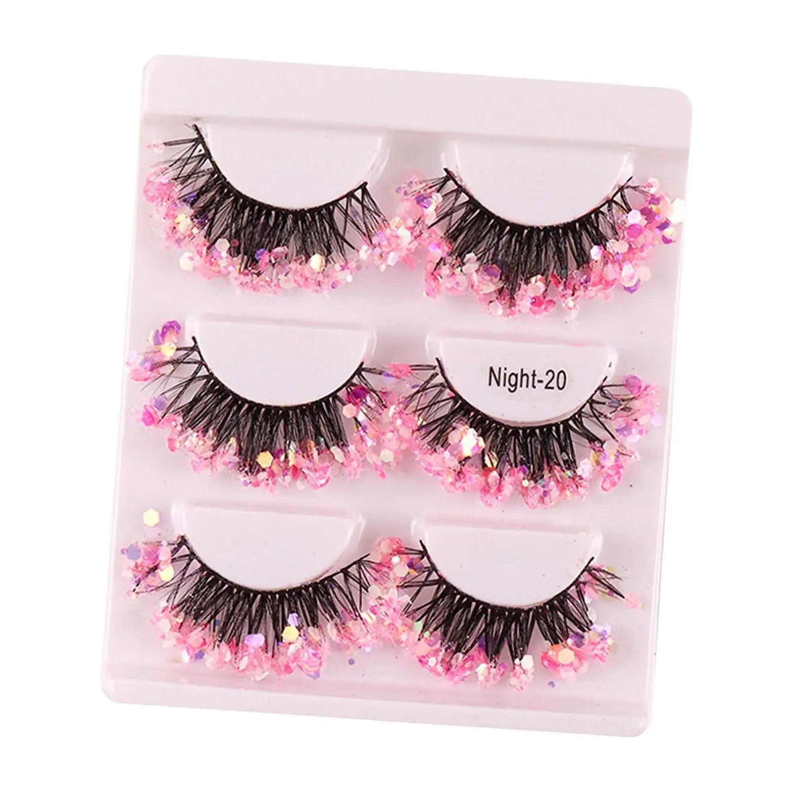 Colored Shining False Eyelashes with Glitter Sequins 3D Eye Makeup Natural Extension Kit for Halloween Cosplay Party