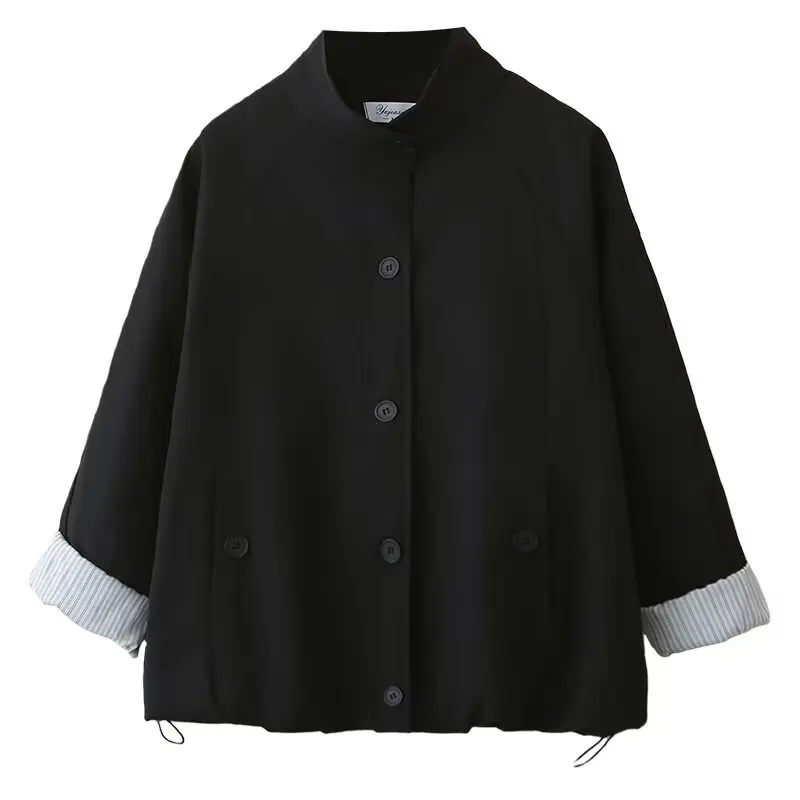 

Модная женская куртка-кардиган XXXXL больших размеров с воротником-стойкой, весна 2026, модель 2605