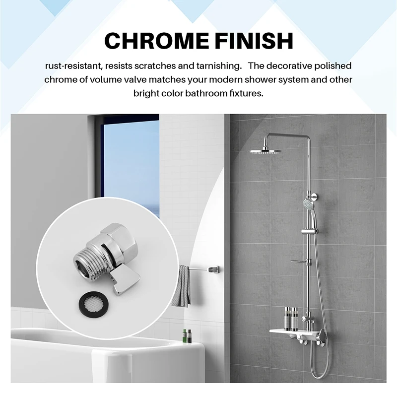 Water Flow Control Shut Off Valve, Brass Adjustable Water Pressure Regulator For Hand Held Shower Head & Bidet Sprayer