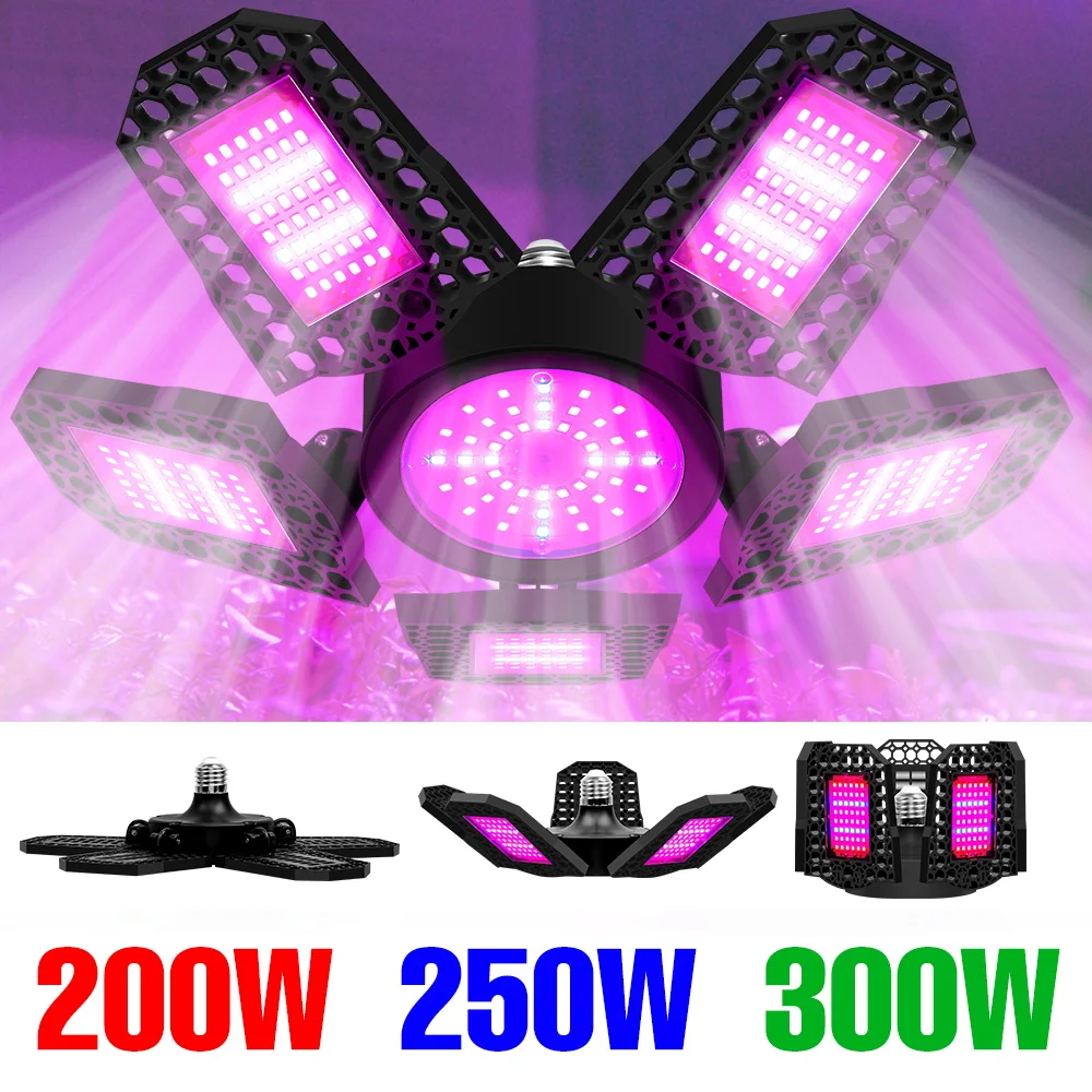 

300 Вт светодиодная лампа полного спектра для выращивания растений E27/E26, складная лампа для заполнения комнатных растений, тепличная палатка, семена, Vegs, освещение для выращивания цветов