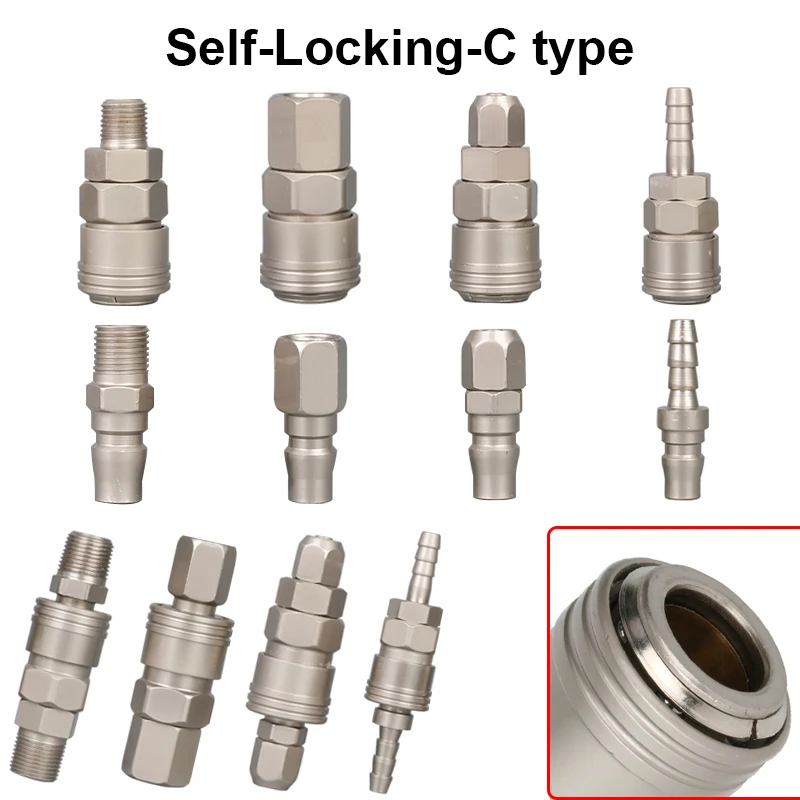 C Type Quick Self-locking Coupling Connector Coupler For Air Compressor SP PP SM PM SH PH SF PF 20 30 40 Pneumatic Fitting