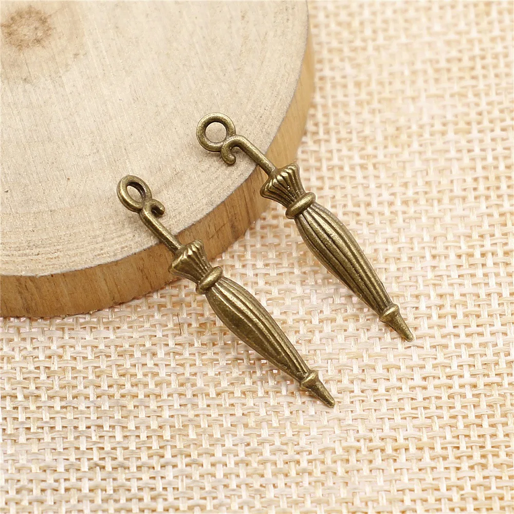 

40 шт. 35x5x5 мм (1,38x0,2x0,2 дюйма) 2 цвета: античная бронза, античное серебро, подвески-занавески в форме зонтика