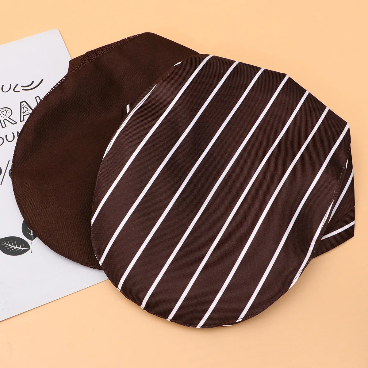 

2pcs Comfortable Kitchen Cap for Chefs Restaurant Staff Creative Working Hat with Coffee White Stripe Coffee Net Design