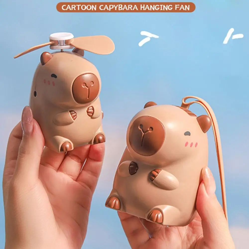 

Capybara Hanging Neck Fan Handheld Fan Mini Fan Neck Strap USB Charging Small Size Cartoon Cooling Fan Air Cooler