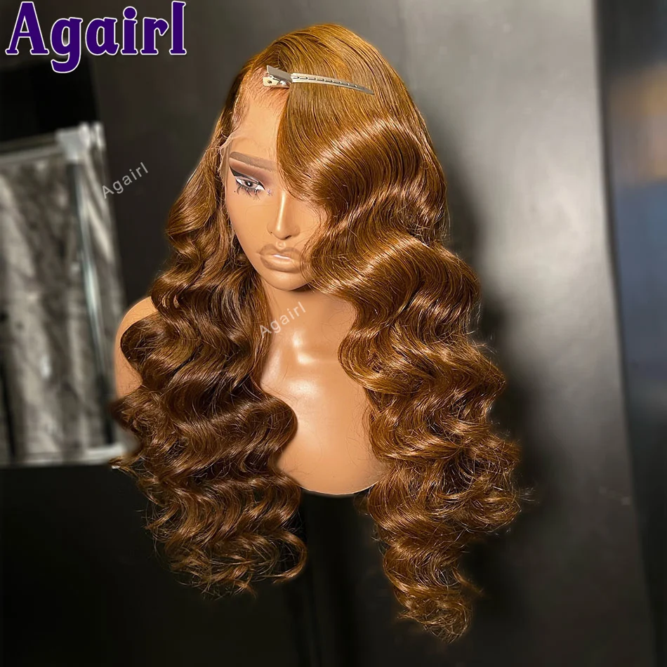 

13x6 Loose Deep Wave Lace Front Human Hair Wigs Ginger Brown Transparent 13x4 Lace Frontal Curly Wigs Pre Plucked 200% Density