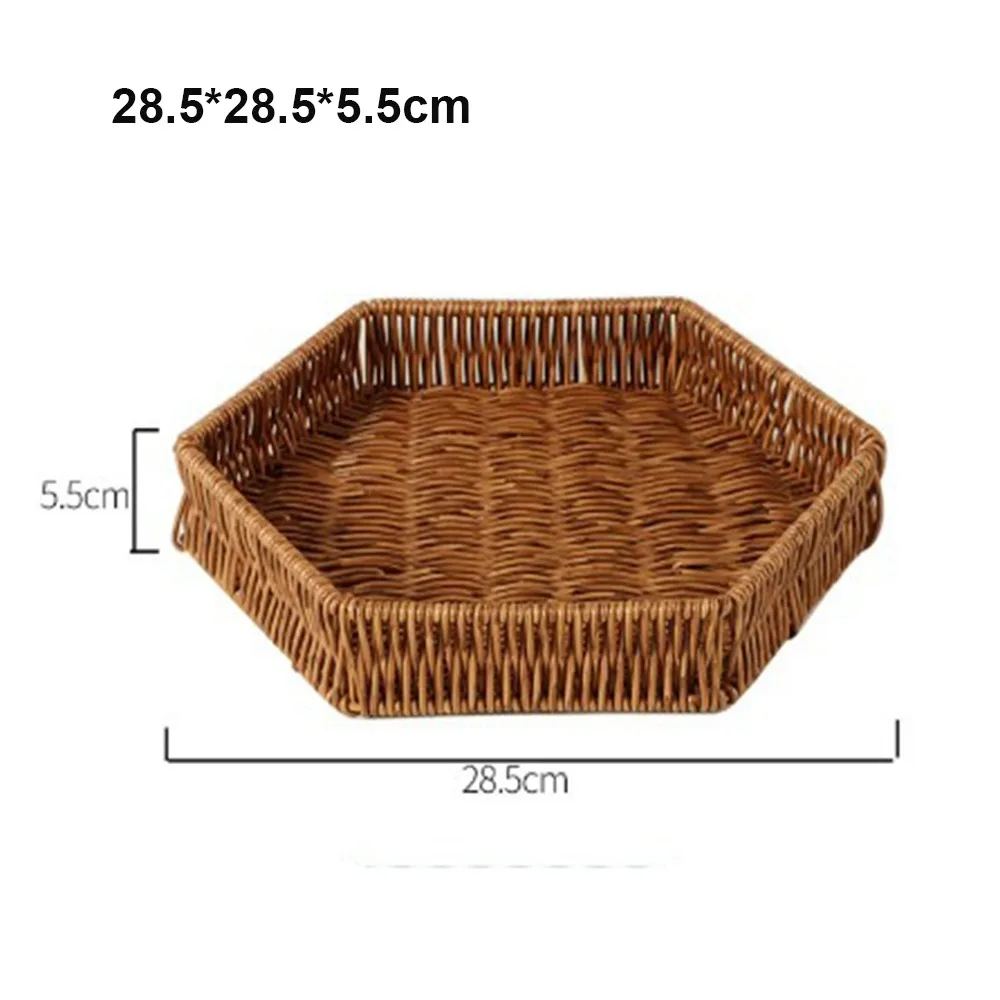 

New Hardness Rattan Wicker Woven Serving Baskets Handwoven Khaki Bread Fruit Vegetables Basket with Handle 10 Styles Pizza Tray