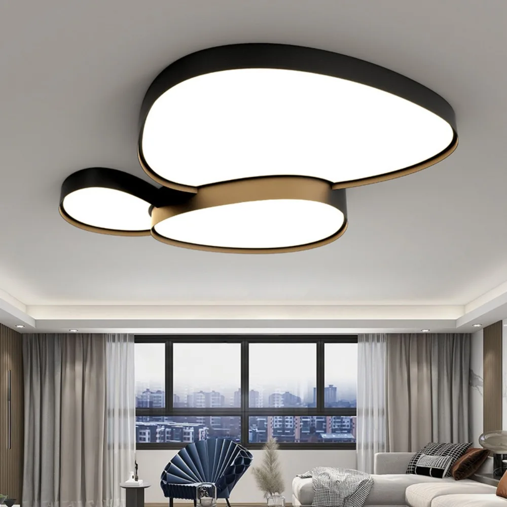 Mdoern Nordic LED Ceiling Lamp Creative Cobblestone Black Ceiling Light Living Dining Room Bedroom Interior Decor Lights Fixture