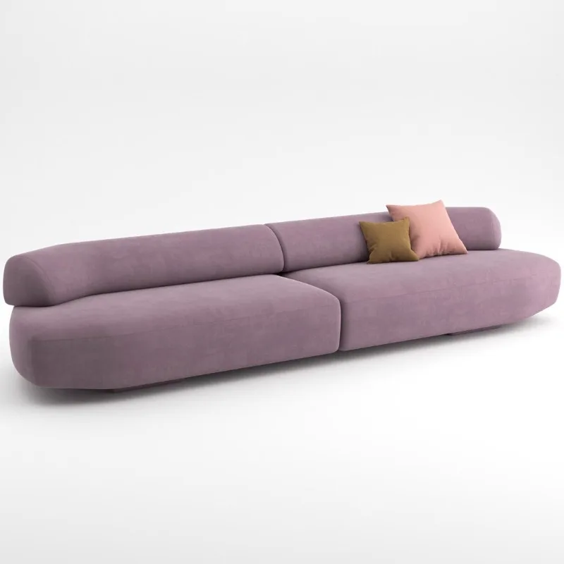 minimalist creative rotating module large flat-floor paradise fabric sofa, villa living room multi-functional straight row