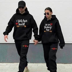 Autumn Winter Couple Outfits Hoodie +Pants 2PCS High Quality Letter Printing Men Women Daily Casual Sport Jogging Suit Tracksuit