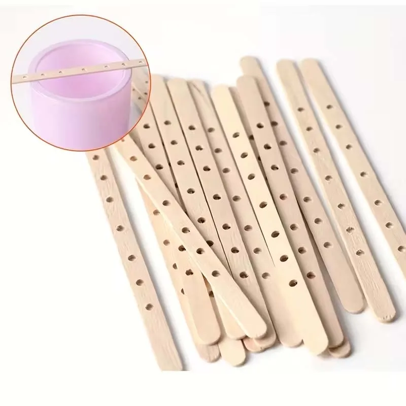 10/20/50pcs Wooden Candle Wick Holders Candles Mold Fixed Bracke Porous Wooden Holders Centering Device Bar for Candle Making