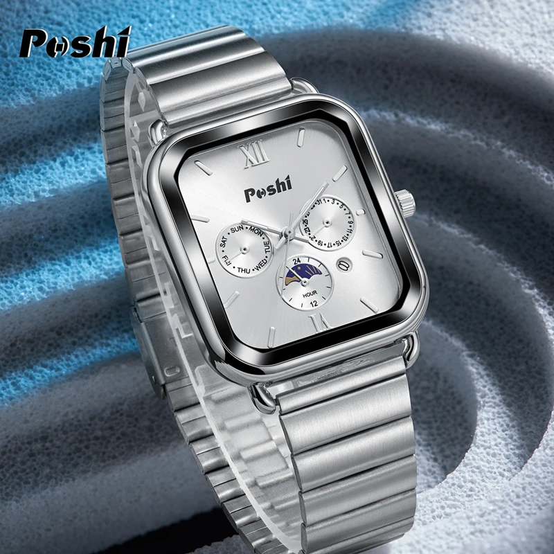 POSHI 977 Fashion Qaurtz Watch Luxury Men\'s Watches Business Dress With Date Life Waterproof Original Brand Classic Wristwatch