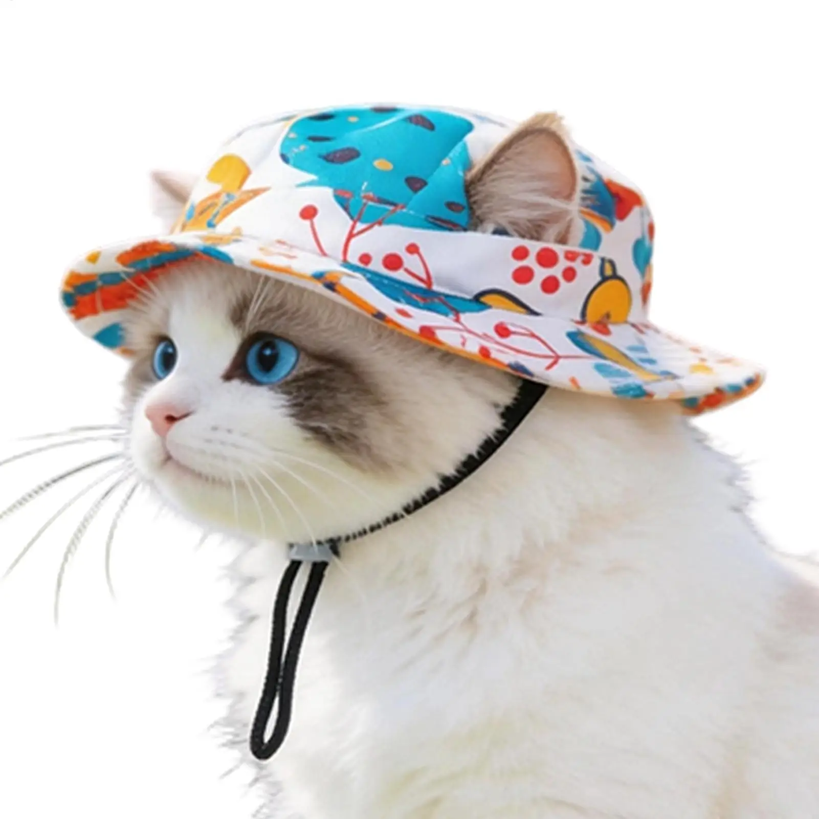 Dog Cat Sun Protection Hat Sunlight Blocking Round Brim With Ear Holes Pet Sun Hat For Cats Pet Outdoor Sun Shield Equipment