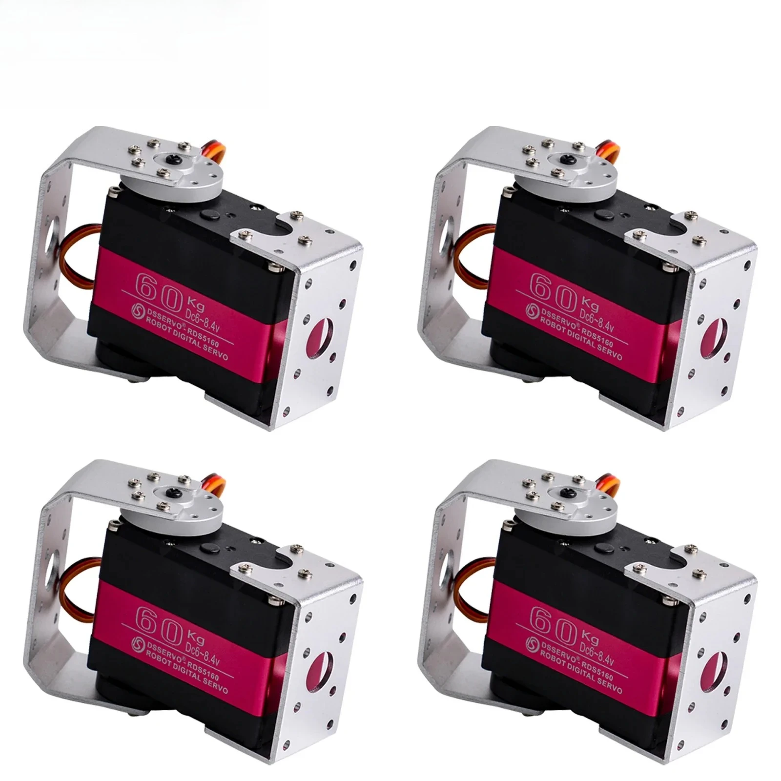 4PCS Dsservo RDS5160 SSG 60kg Toque Metal Gear Digital Robot Servo 180/270° Metal Gear 7.4V U Bracket for RC Cars Models Robot