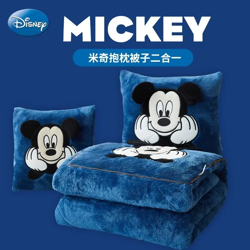 Mickey Mouse Throw Pillow Blankets Two in One Kawaii Flannel Pillow Thickened Nap Blanket Living Room Kids Bedroom Decor Gift