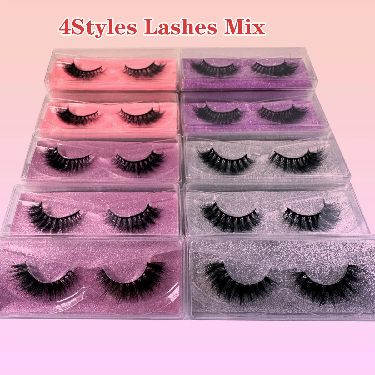 Wholesale Eyelashes 20/40/60/80/100pcs 5D Mink Lashes Natural Mink Eyelashes Wholesale False Eyelash Makeup Thick Fake Lash In B