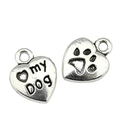 20pcs Charme Love My Dog For Jewelry Making Dog Paw Pendant For Jewelry Making Dog Paw Print Charm Pendant 10x13mm