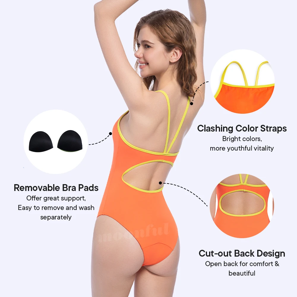 Teen Menstrual Swimsuit Leak Proof Recyclable Swimsuit for Girls Women One Piece 4 Layer Period Swimwear for Pool Teenage