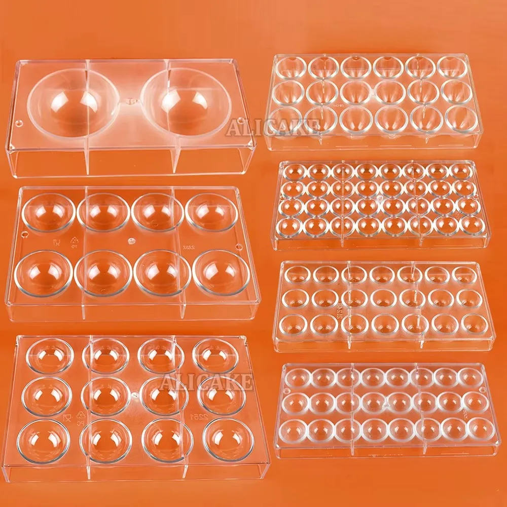 1Pcs Polycarbonate Chocolate Mold, Heart/Rose/Cube/Oval/Dome Diamond Shapes, Candy Mould, Home Baking Pastry Confectionery Tool