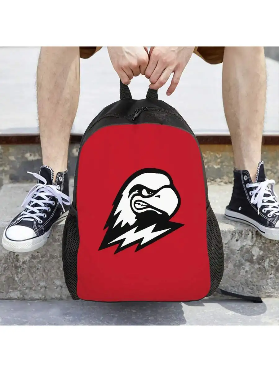 

Mens Thunderbird Logo Backpack Red Black White Casual School Travel Bag