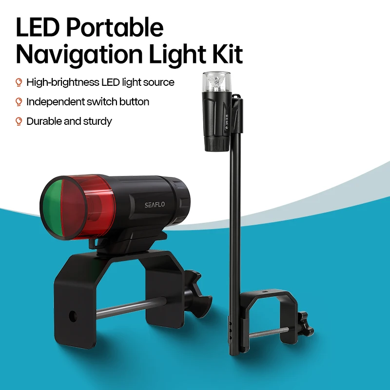 Marine Navigation Light Kit,LED Bow Stern Lights for Boats,Portable Battery Powered,360° White & Red Green Side Lights,No Drill