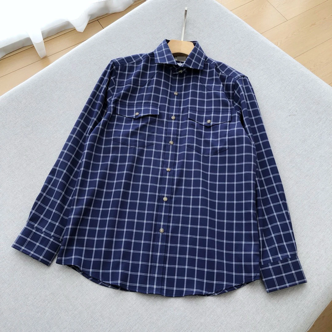 2024 DIKU Fashionable and versatile color woven plaid long sleeved shirt recommended for early autumn high-precision men's plaid