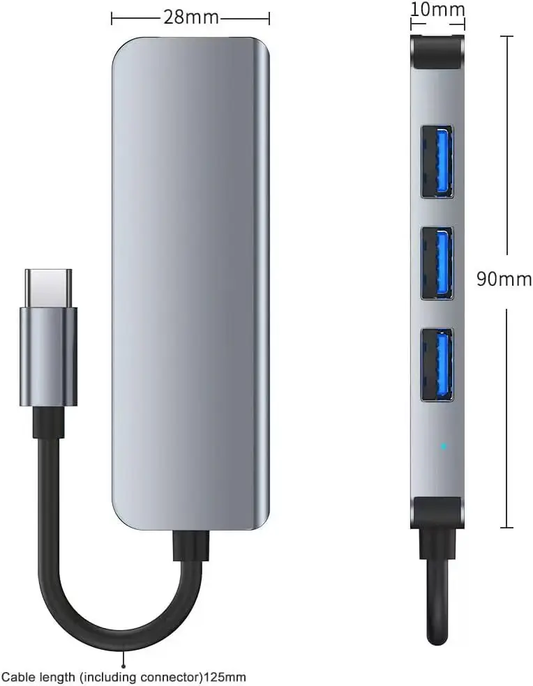 USB & TYPE-C HUB 4-Port Multi-USB-Splitter-Adapter USB 3.0 4-in-1 Hub-Adapter für Laptop PC MacBook Maus Tastatur Hub