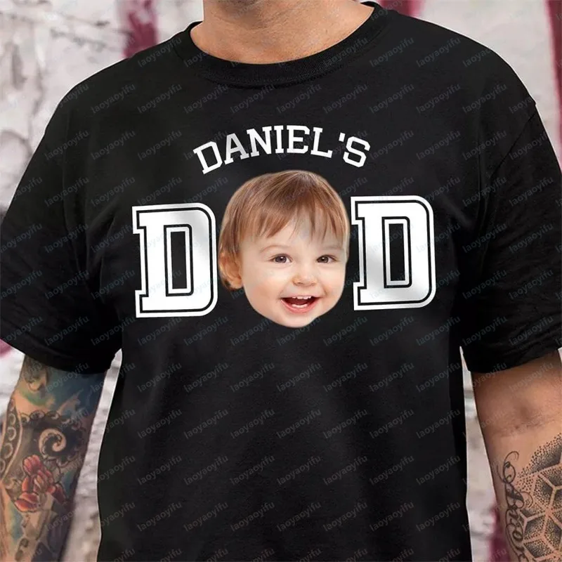 Custom Kid Photo Dad Shirt Father's Day Gift Personalized Dad t-Shirt Custom With Photo and Kids Name Grandpa Fathers Day Gift