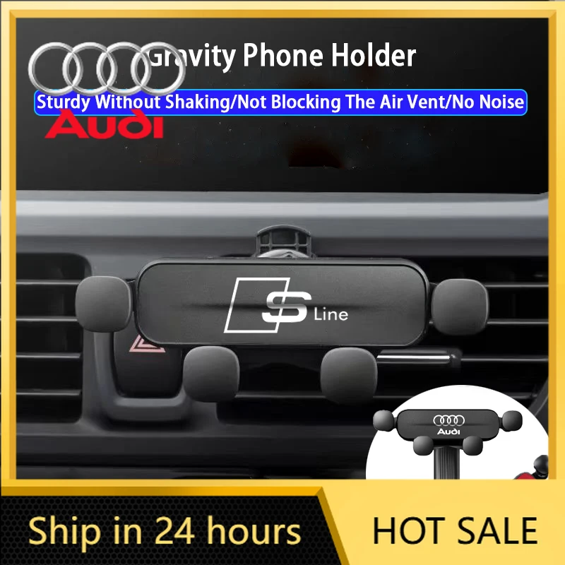 

Горячая новинка 2026: Автомобильный держатель для телефона на воздуховод с гравитационным креплением, аксессуары для эмблемы автомобиля Audi Sline Q5 A1 A2 A3 Q2 Q3 C6 B9 A4 A RS6