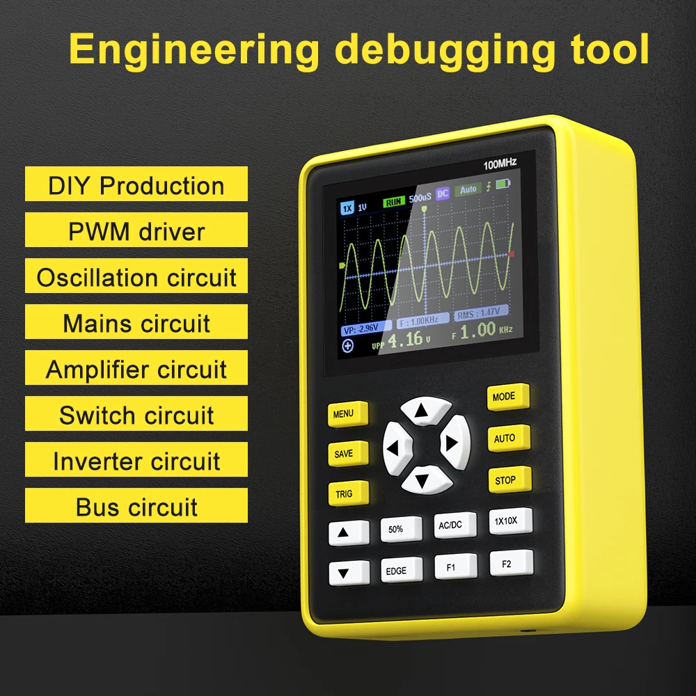 

FNIRSI-5012H 2.4-inch Screen Digital Oscilloscope 500MS/s Sampling Rate 100MHz Analog Bandwidth Support Waveform Storage