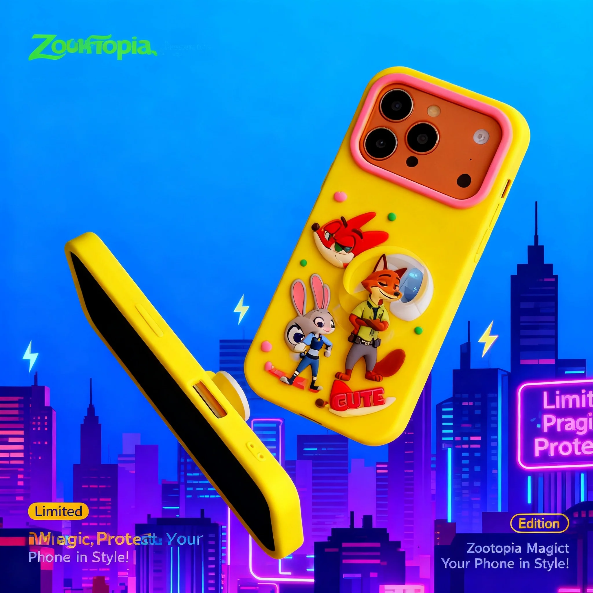 

Cartoon Anime Judy Nick Compatible with iPhone 17 Pro Max 16 15 14 13 Phone Case Silicone Protective Cover Stand Anti Drop