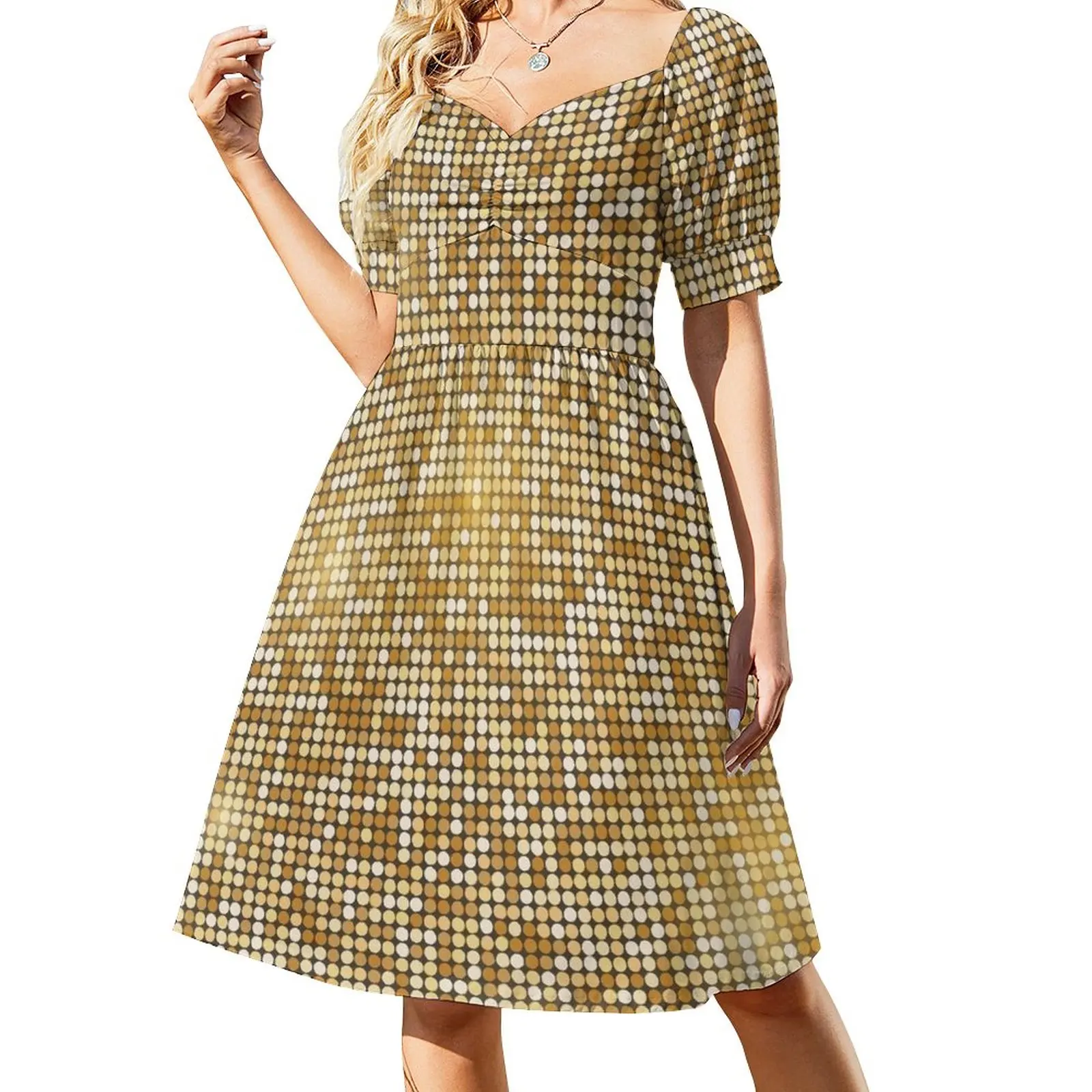 Retro Gold Glitters Golden Disco Ball Shine optical illusion HD High Quality Online Store Dress women's luxury party dress