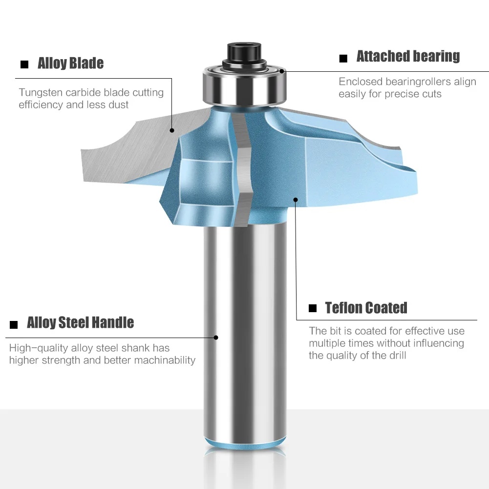 2PCS Upgrade Three-Blade Roman Ogee Edging Router Bit 12mm 1/2in Shank Molding Router Bit Milling Router Bits Frame Router Bits