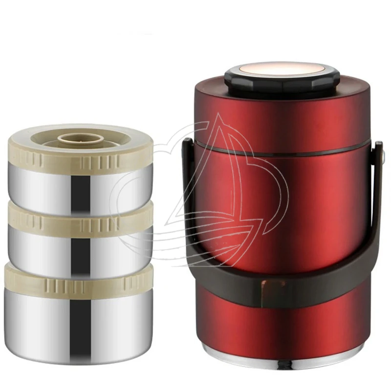 304 Stainless Steel Insulated Lunch Box, 2L 3-Layer Thermal Lunch Container for Home & Outdoor