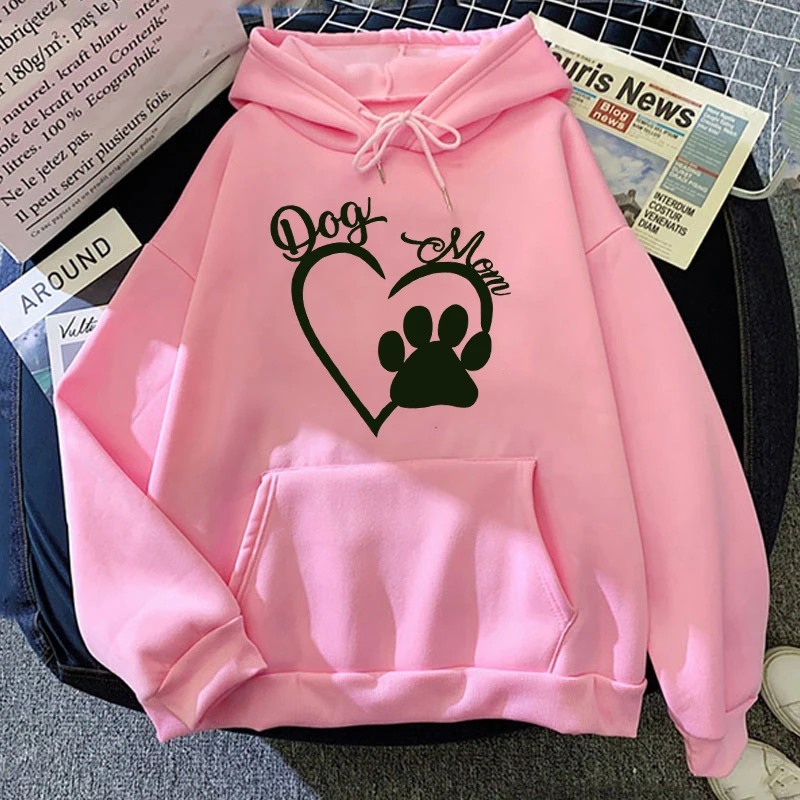 New Fashion Dog Mom Dog Paw Pullover Long Sleeve Sports Hoodie Women Cotton Sweatshirt Pullover Tops (Ship in 48 hours)