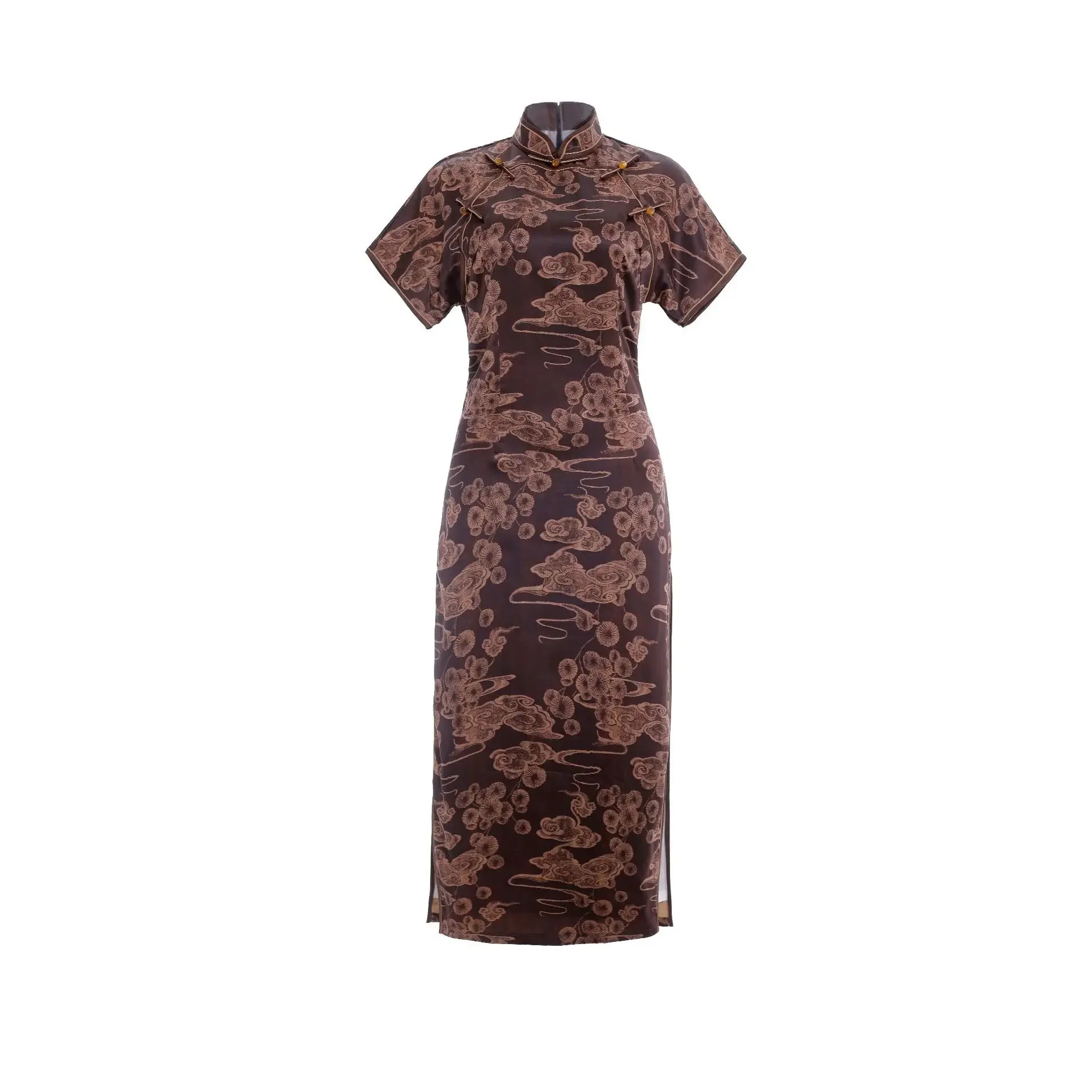 

Традиционное китайское женское Ципао, длинное стильное платье Cheongsam, женское шелковистое атласное платье с цветочным принтом, вечернее платье, Vestidos 3XL 4XL