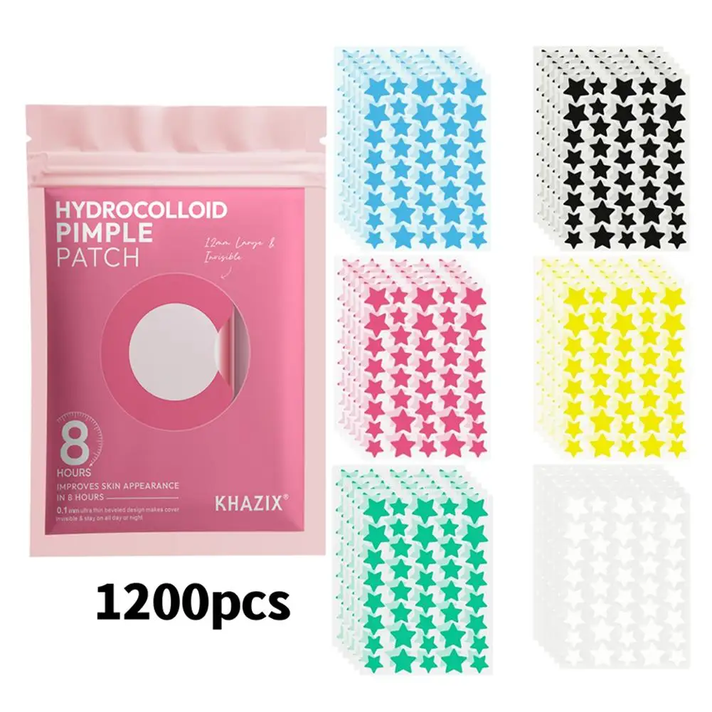 

1200 шт. патчей от акне в форме звезд, разноцветные пластиковые пластыри от прыщей для лица, милые наклейки в форме звезд, инструменты для макияжа