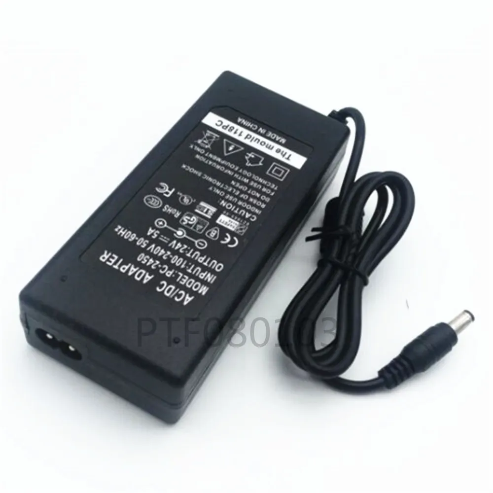 EU Plug AC 100-240V To DC 24V 5A  Power Supply Adapter Cord For LED Strip Light / With Connector