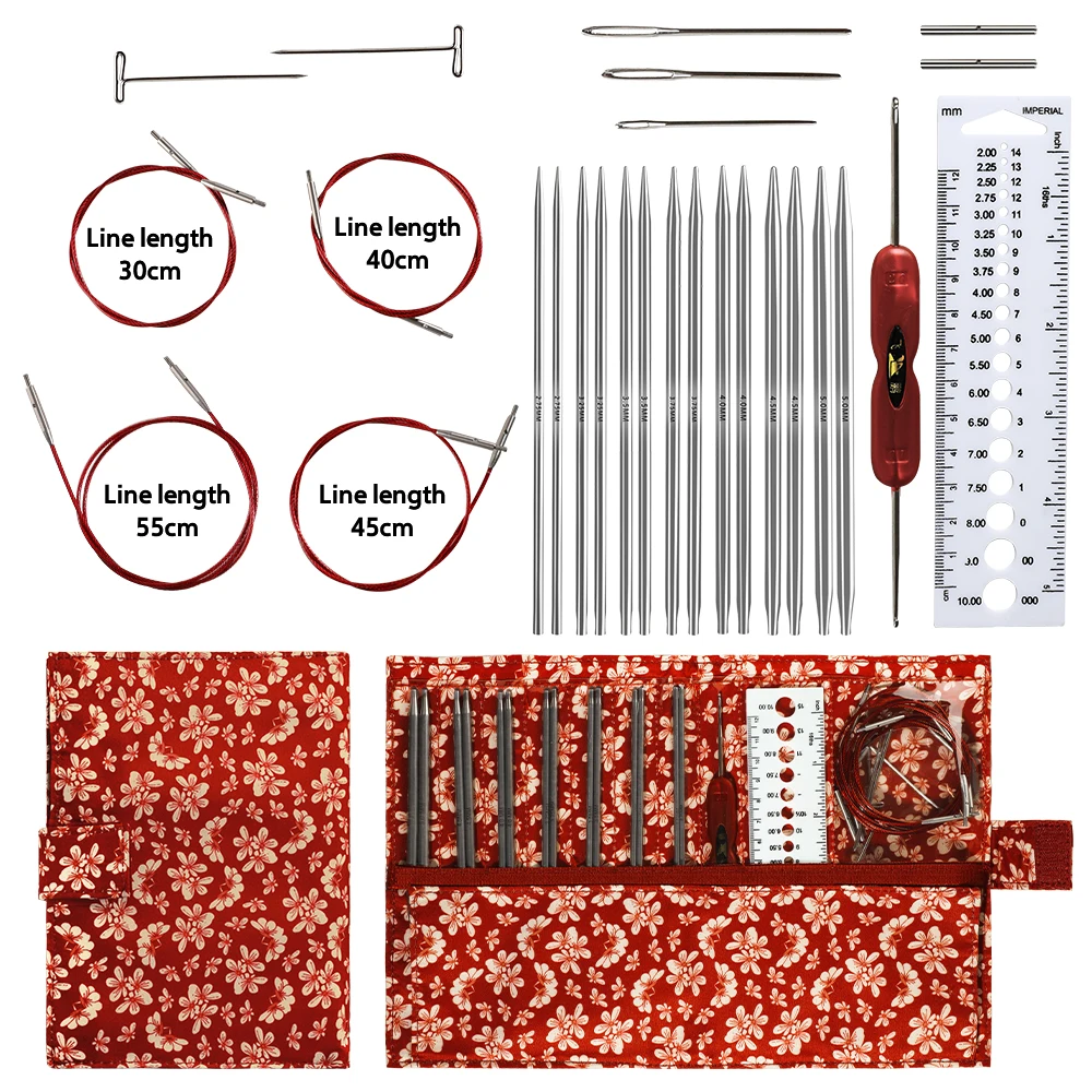 

Stainless Steel Knitting Circular Needles Set Home Crochet Hook Kit Knitting Supplies Tools Sewing Accessories Christmas Gift