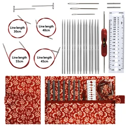 Stainless Steel Knitting Circular Needles Set Home Crochet Hook Kit Knitting Supplies Tools Sewing Accessories Christmas Gift